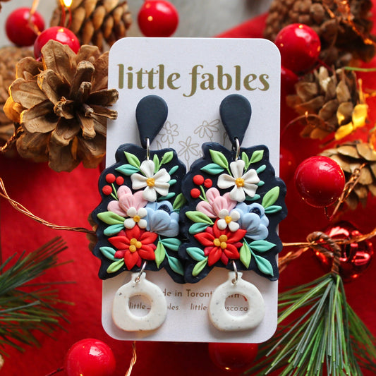 Holiday bouquet vase earrings