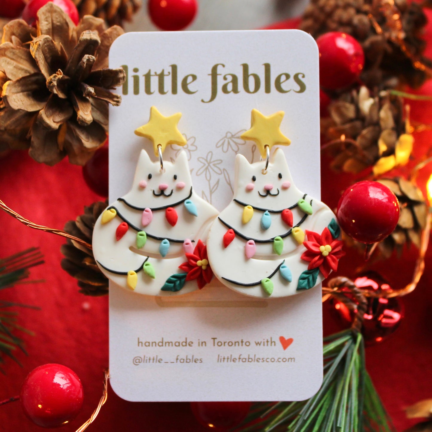 Christmas kitty earrings