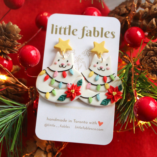 Christmas kitty earrings