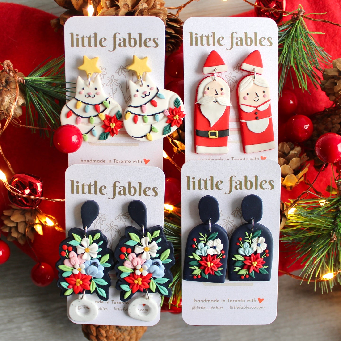 Christmas kitty earrings